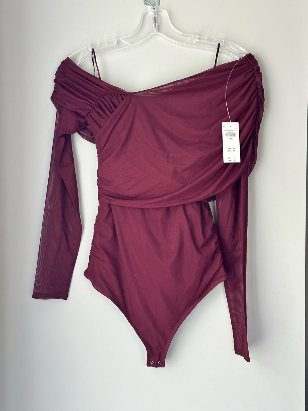 Abercrombie & Fitch Asymmetrical Wrap Thong Bodysuit Burgundy Size Small NWT